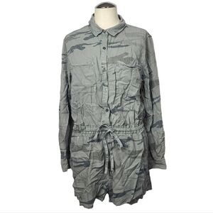 Chelsea & Theodore Camouflage Long Sleeve Half Button Down Romper M